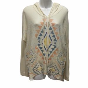 ENTI Hooded Tribal Aztec Long Sleeve Pullover